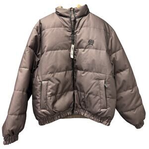 Cinch Down Puffer Jacket Mens XXL 2XL Reversible Full Zip Brown Tan Western NEW